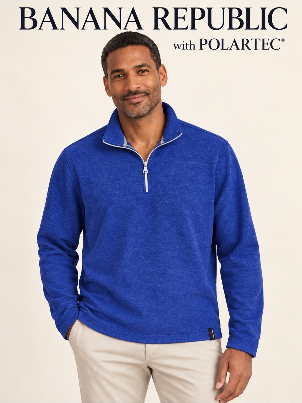 Banana Republic Polartec Fleece Quarter Zip Pullover Blue Mens Sweater XL